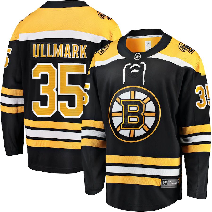 Men Boston Bruins 35 Linus Ullmark Fanatics Branded Black Home Breakaway Player NHL Jersey